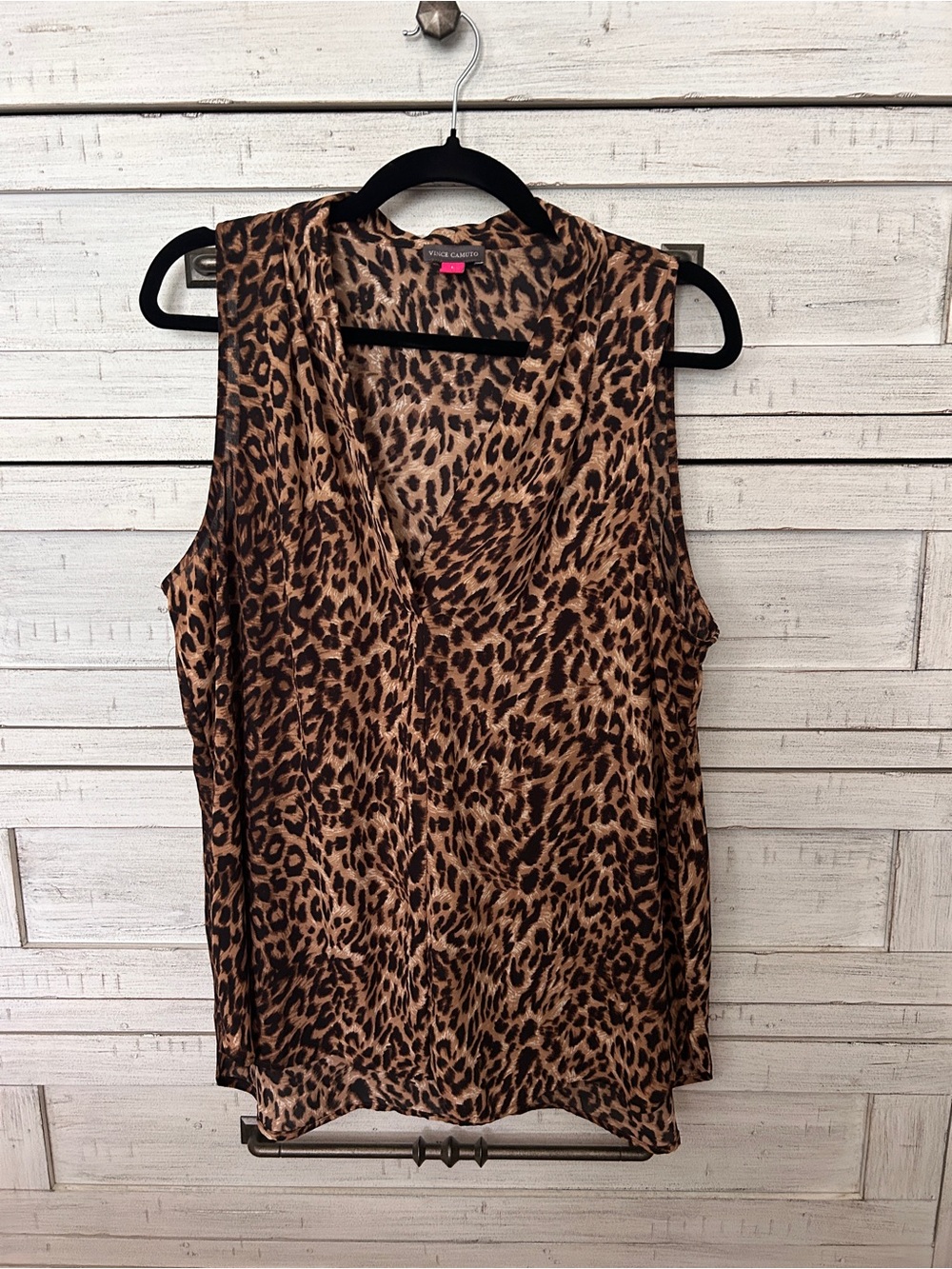 Vince Camuto Brown Leopard Print Sleeveless V-Neck Camisole